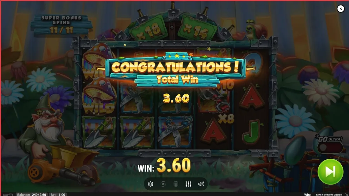 Lawn N’ Complete Disorder slot dengan tema taman terbakar dan kurcaci